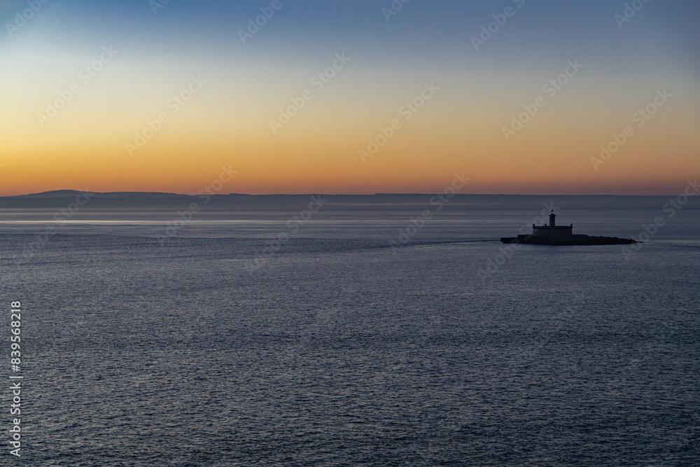 Beautiful sunrise at the entrance to Lisbon, Portugal Beautiful sunrise at the entrance to Lisbon, Portugal