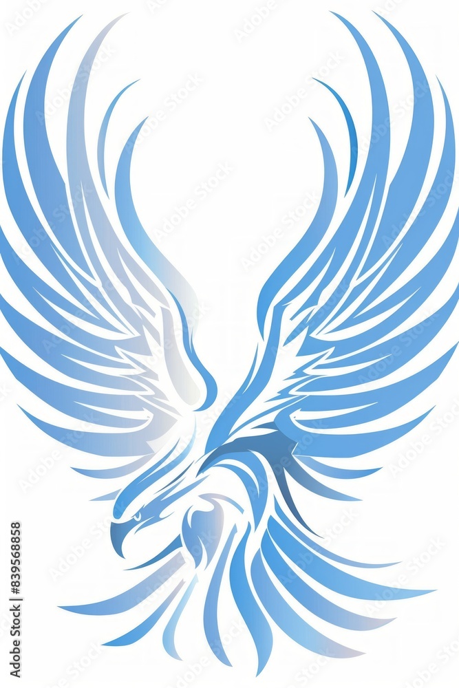 minimalist illustration of a blue eagle with its wings spread wide. minimalist illustration of a blue eagle with its wings spread wide.