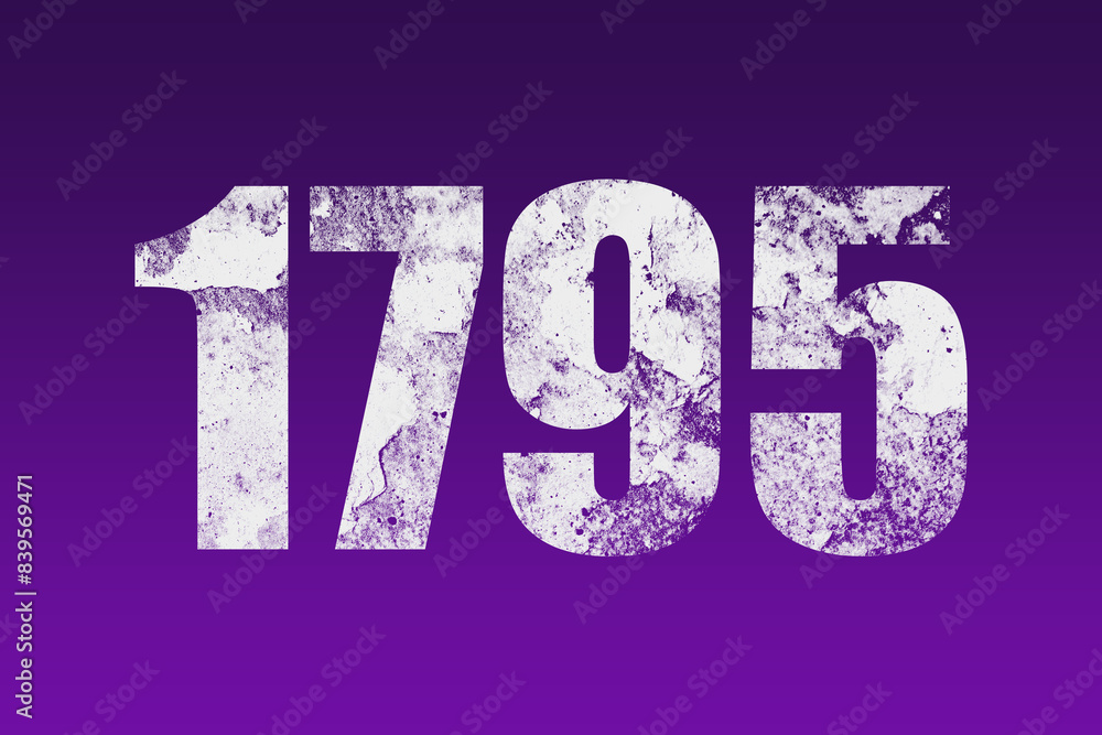 flat white grunge number of 1795 on purple background. flat white grunge number of 1795 on purple background.