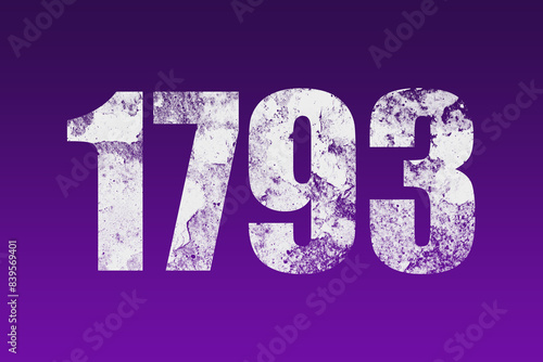 flat white grunge number of 1793 on purple background. 