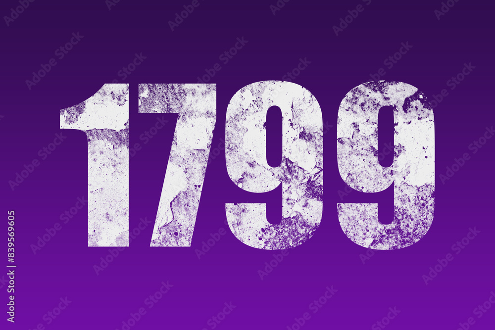 flat white grunge number of 1799 on purple background. flat white grunge number of 1799 on purple background.