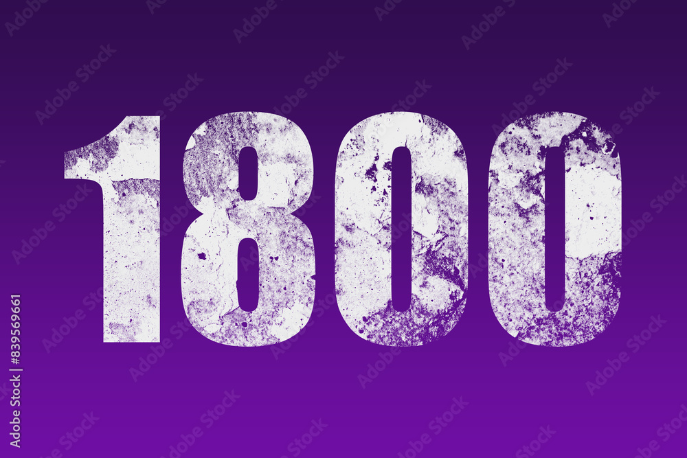 flat white grunge number of 1800 on purple background. flat white grunge number of 1800 on purple background.