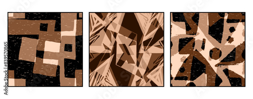 Set of 3 Abstract pattern. Illustration for printing on wall decorations. For use in graphics.