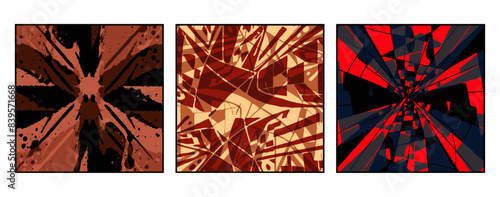 Set of 3 Abstract pattern. Illustration for printing on wall decorations. For use in graphics.