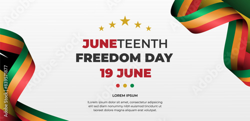 Illustration vector Banner of Juneteenth Day, celebration freedom, emancipation day in 19 june, African-American history and heritage.