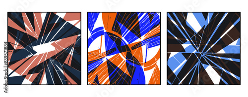 Set of 3 Abstract pattern. Illustration for printing on wall decorations. For use in graphics.