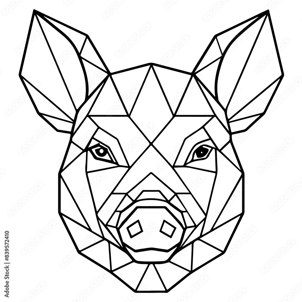 Fototapeta premium pig portrait full body low poly polygon illustration, isolated on transparent background