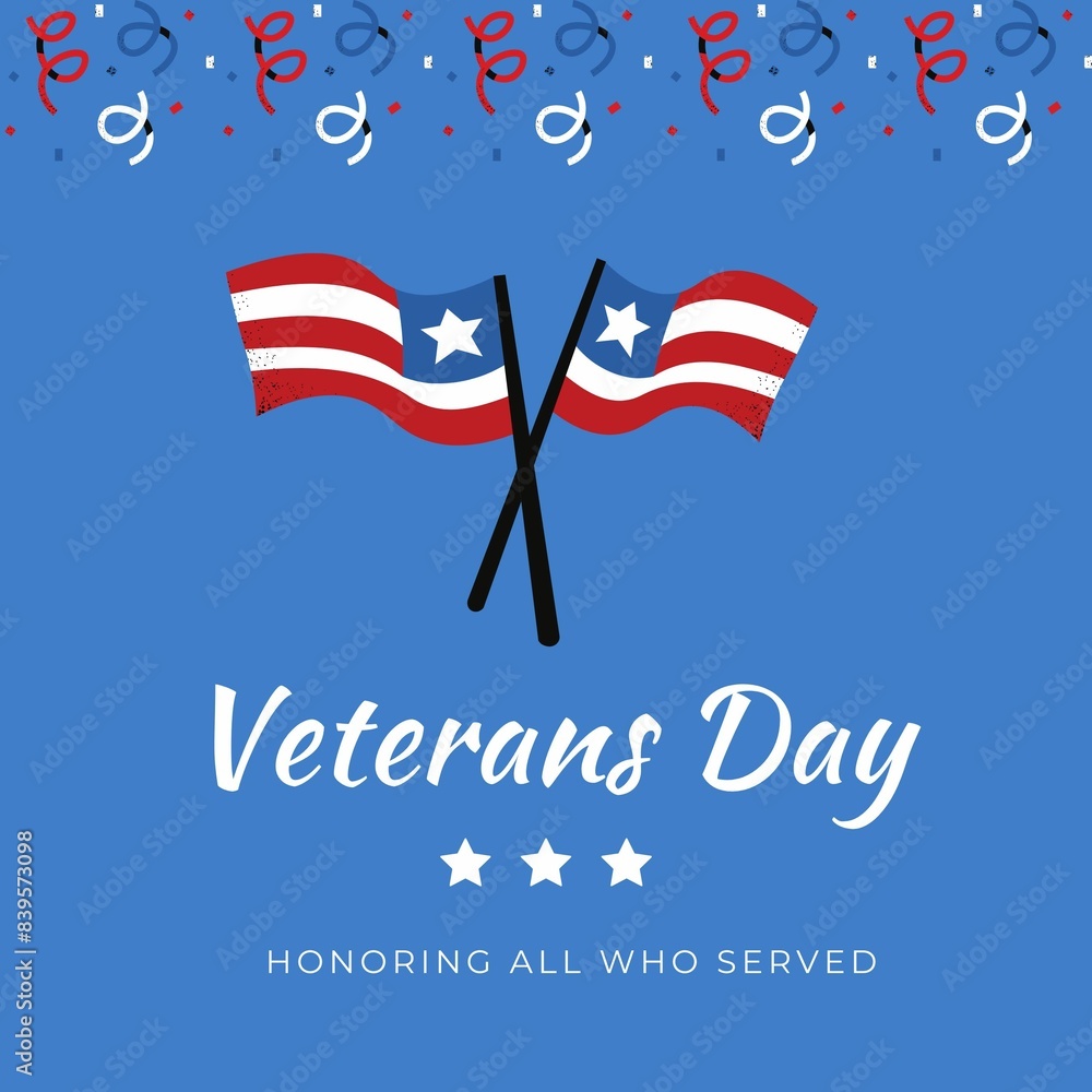 Celebrate Veterans Day blue and Red Flag on 11th November Celebrate Veterans Day blue and Red Flag on 11th November