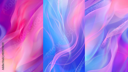 Set of Abstract wall art contemporary style ,Abstract 3D Gradient Background ,Artistic backdrop with liquid neon