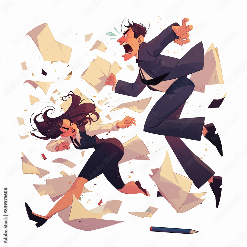 Obraz premium Business Colleagues Running and Arguing