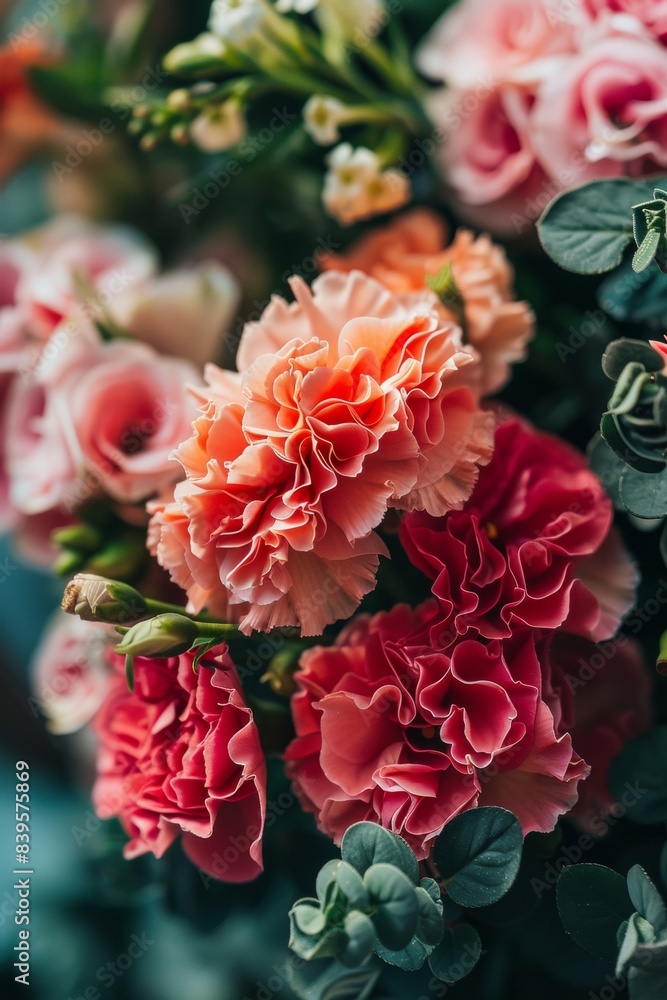 Vibrant Assorted Flowers in a Beautiful Close-Up, Highlighting Blossoms in Pink and Orange Tones Vibrant Assorted Flowers in a Beautiful Close-Up, Highlighting Blossoms in Pink and Orange Tones