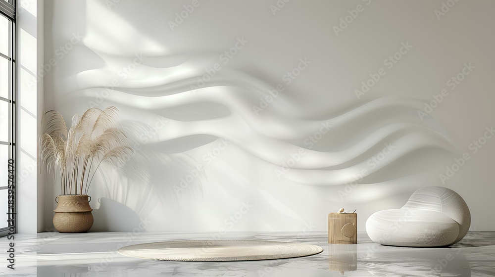 he elegance of a white room adorned with a plush armchair as the focal point, enhanced by the presence of a vase filled with colorful blooms, creating a tranquil and inviting scene he elegance of a white room adorned with a plush armchair as the focal point, enhanced by the presence of a vase filled with colorful blooms, creating a tranquil and inviting scene