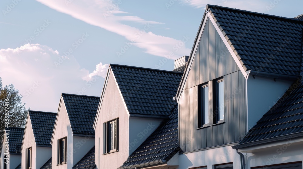 Searching residence and real estate concept. A house whose color is unlike any other house Searching residence and real estate concept. A house whose color is unlike any other house