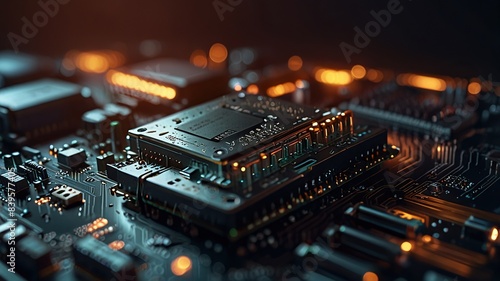 Free Photo secure connection or cybersecurity service concept of compute motherboard closeup