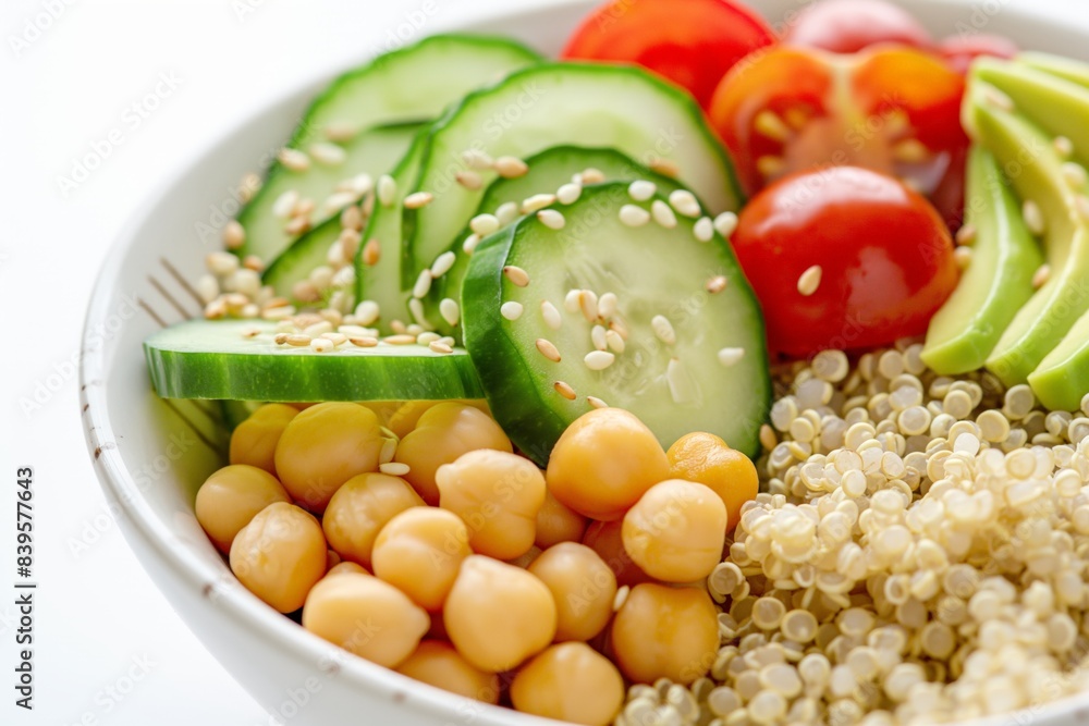 Savor a vibrant vegan bowl packed with fresh veggies, quinoa, and chickpeas, perfect for a healthy lifestyle. Enjoy a nourishing, plant-based meal full of nutrients and flavor Savor a vibrant vegan bowl packed with fresh veggies, quinoa, and chickpeas, perfect for a healthy lifestyle. Enjoy a nourishing, plant-based meal full of nutrients and flavor