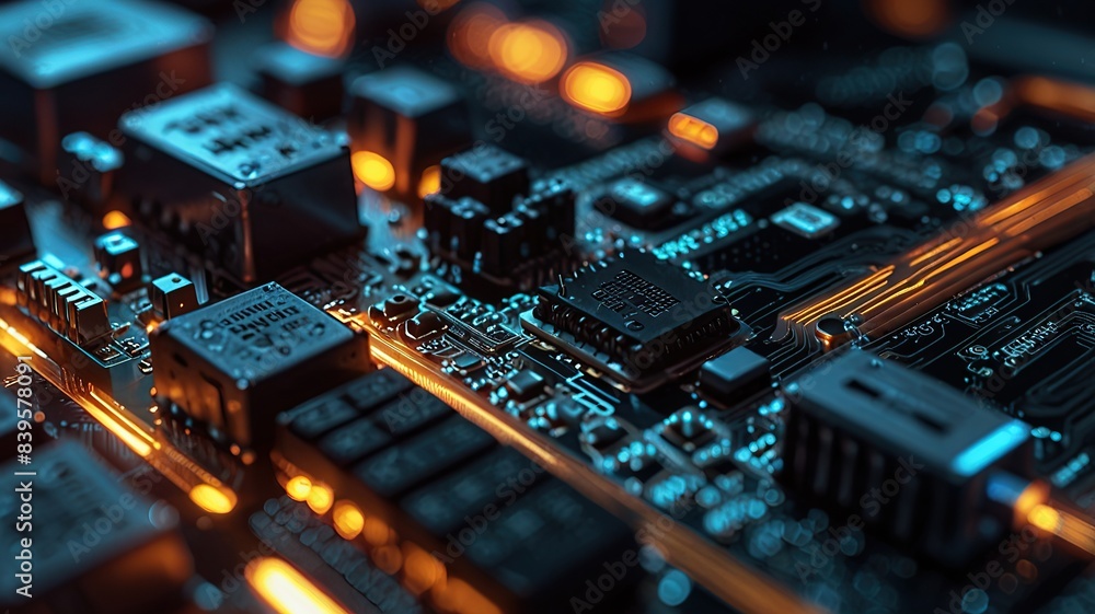 Free Photo secure connection or cybersecurity service concept of compute motherboard closeup Free Photo secure connection or cybersecurity service concept of compute motherboard closeup