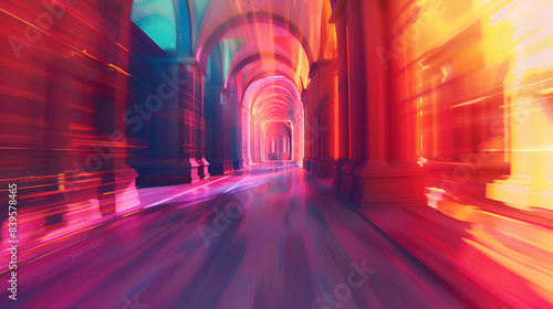 abstract background with speed motion on the road, Abstract color blurred background , Futuristic neon illustration art © Farwa