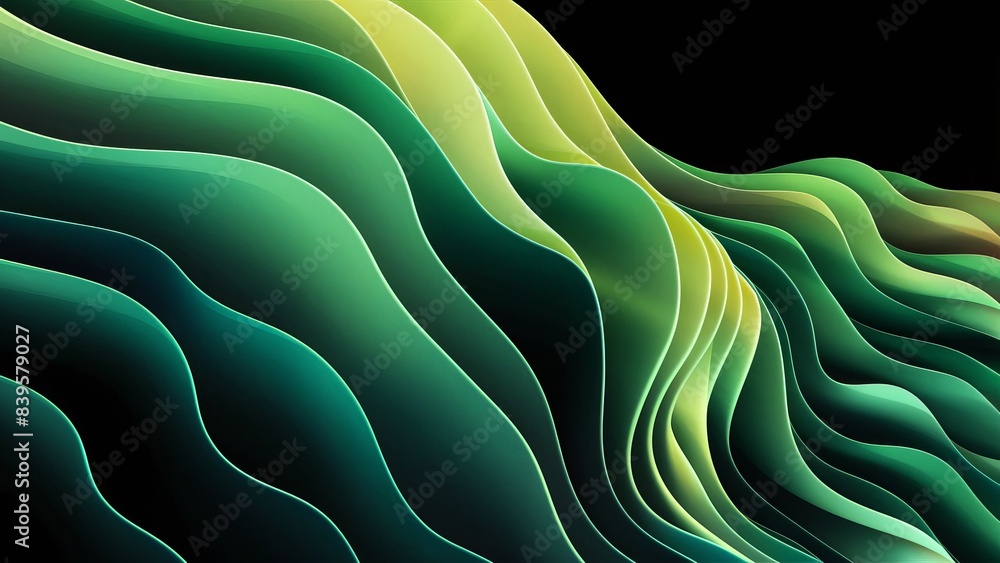 Abstract green waves background, fluid dynamics and smooth gradient ...