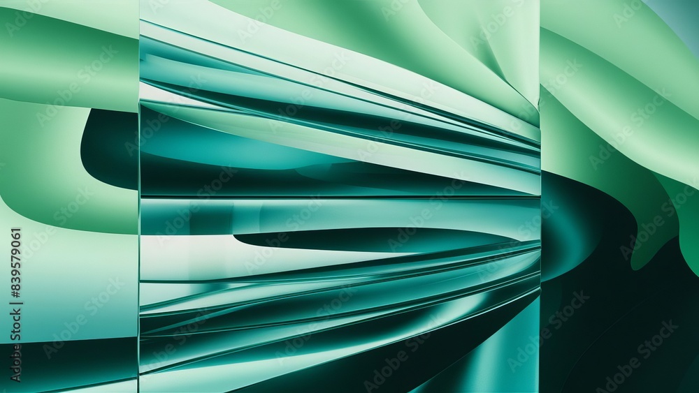 ภาพประกอบสต็อก Abstract green waves background, fluid dynamics and ...