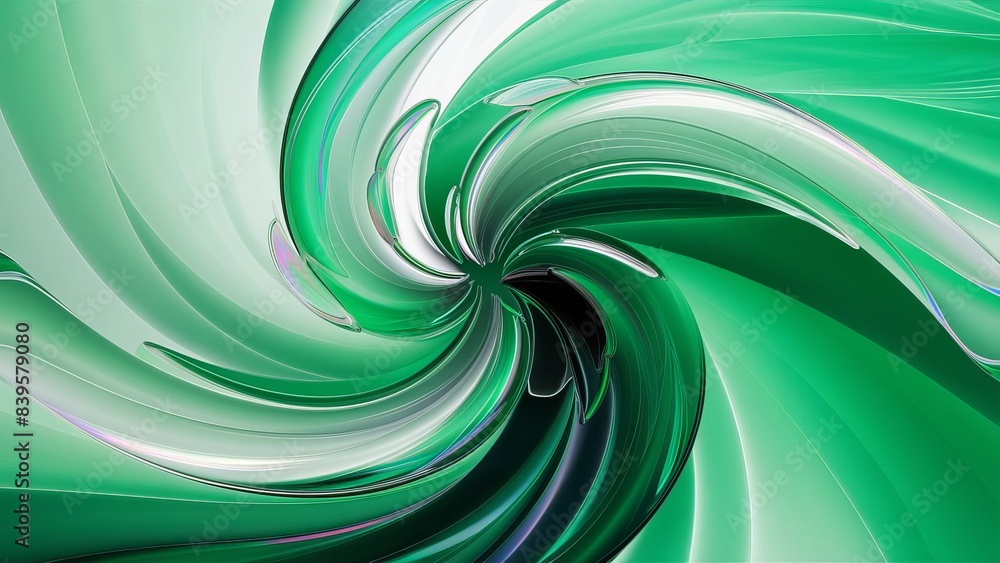 Abstract green glass background, fluid dynamics and smooth gradient ...