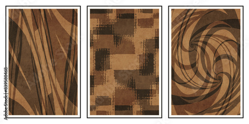 Set of 3 Abstract illustration in vintage style. For use in graphics, for wall decor. .