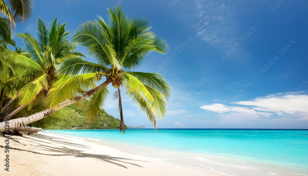 Sandstrand mit Palmen und Meer Sandstrand mit Palmen und Meer