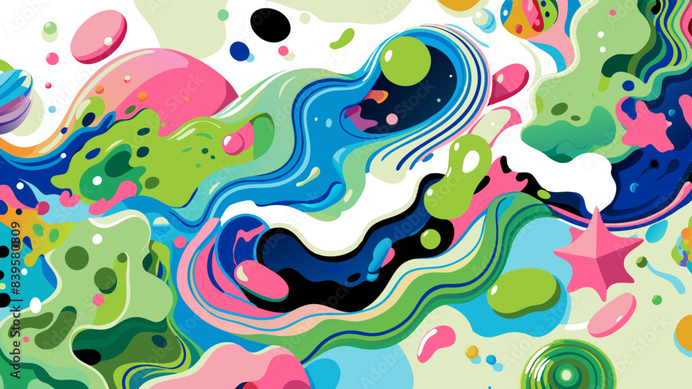 Vibrant Abstract Liquid Art Composition with Colorful Swirls Vibrant Abstract Liquid Art Composition with Colorful Swirls