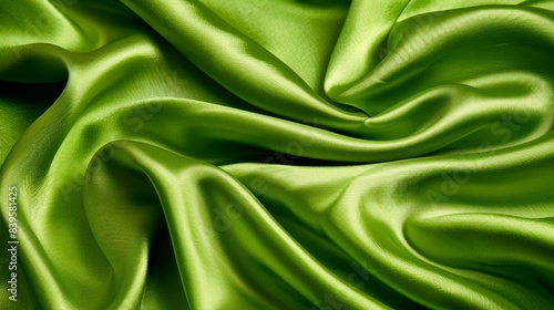 Luxurious green fabric texture with elegant satin waves