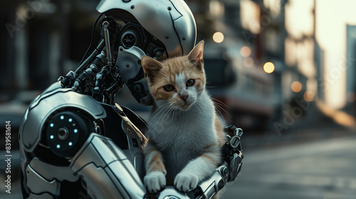 Portrait of a Robot Hugging a Ginger Cat: Emotional Connection of Technology and Life