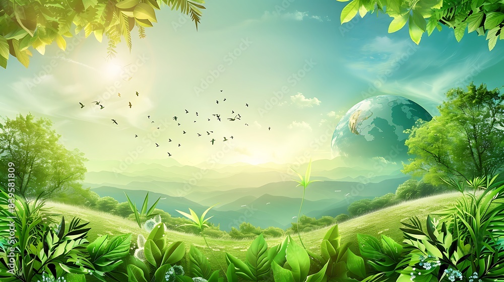 Fototapeta premium weather, air, earth, environment, nature, concept, eco, environmental, ecology, green, day, globe, ozone, atmosphere, global, international, layer, planet, protection, natural, save, warming, vector, 
