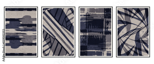 Set of 4 Abstract illustration in vintage style. For use in graphics, for wall decor. .