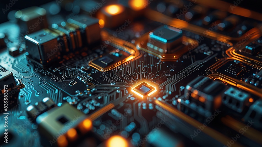 Free Photo secure connection or cybersecurity service concept of compute motherboard closeup Free Photo secure connection or cybersecurity service concept of compute motherboard closeup