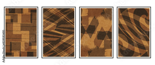 Set of 4 Abstract illustration in vintage style. For use in graphics, for wall decor. .