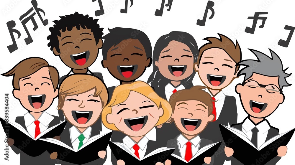 A group of people singing in a choir. Suitable for music and performance concepts A group of people singing in a choir. Suitable for music and performance concepts