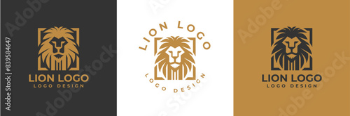 Lion head logo icon. lion head square stule badge symbol. Premium king animal sign. Vector illustration. lion head outline logo vector