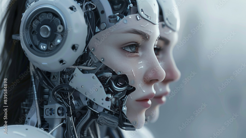 A half human half robot android