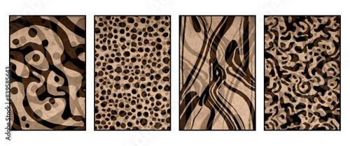 Set of 4 Abstract illustration in vintage style. For use in graphics, for wall decor. .