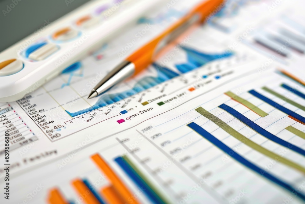 Focused image of financial data charts Focused image of financial data charts