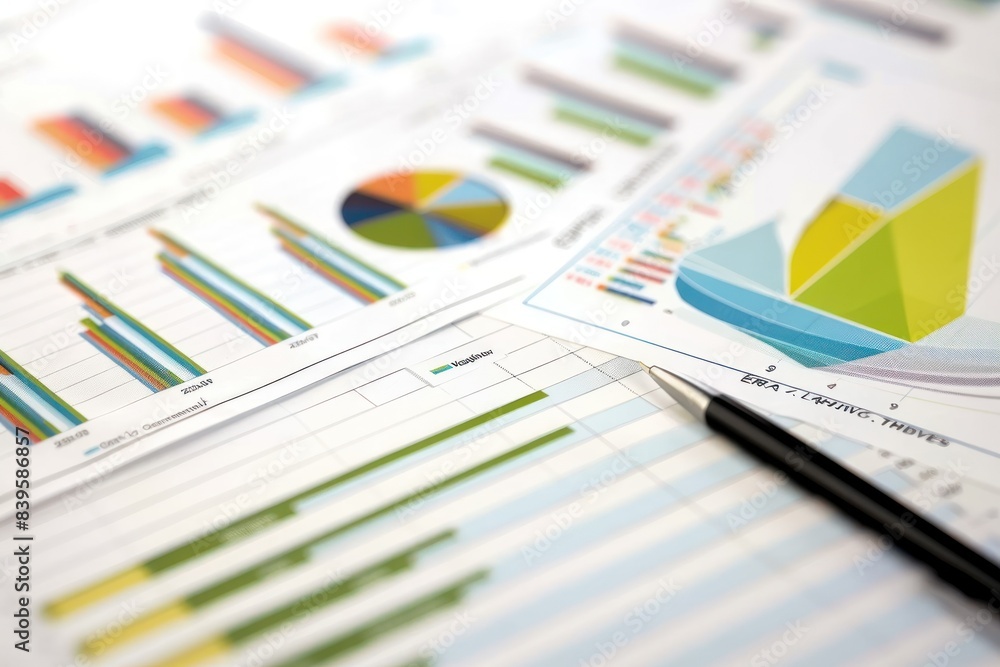 Close-up of colorful business analytics graphs Close-up of colorful business analytics graphs