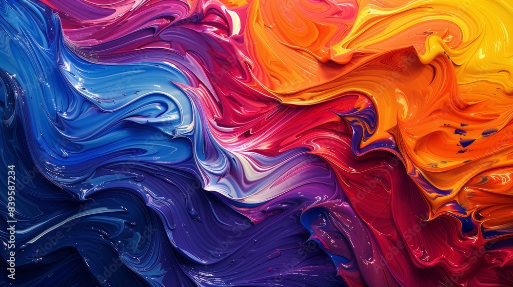 Obraz premium The canvas comes alive with bold strokes of color, transforming into a dynamic gradient wave.