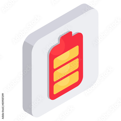 A isometric design icon of mobile battery