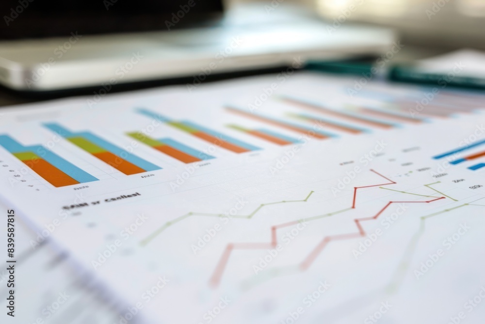 Close-up of colorful business charts and graphs Close-up of colorful business charts and graphs
