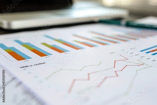 Close-up of colorful business charts and graphs