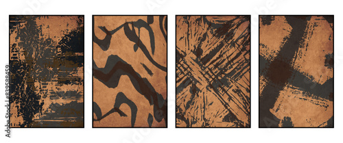 Set of 4 Abstract illustration in vintage style. For use in graphics, for wall decor. .