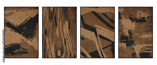 Set of 4 Abstract illustration in vintage style. For use in graphics, for wall decor. .