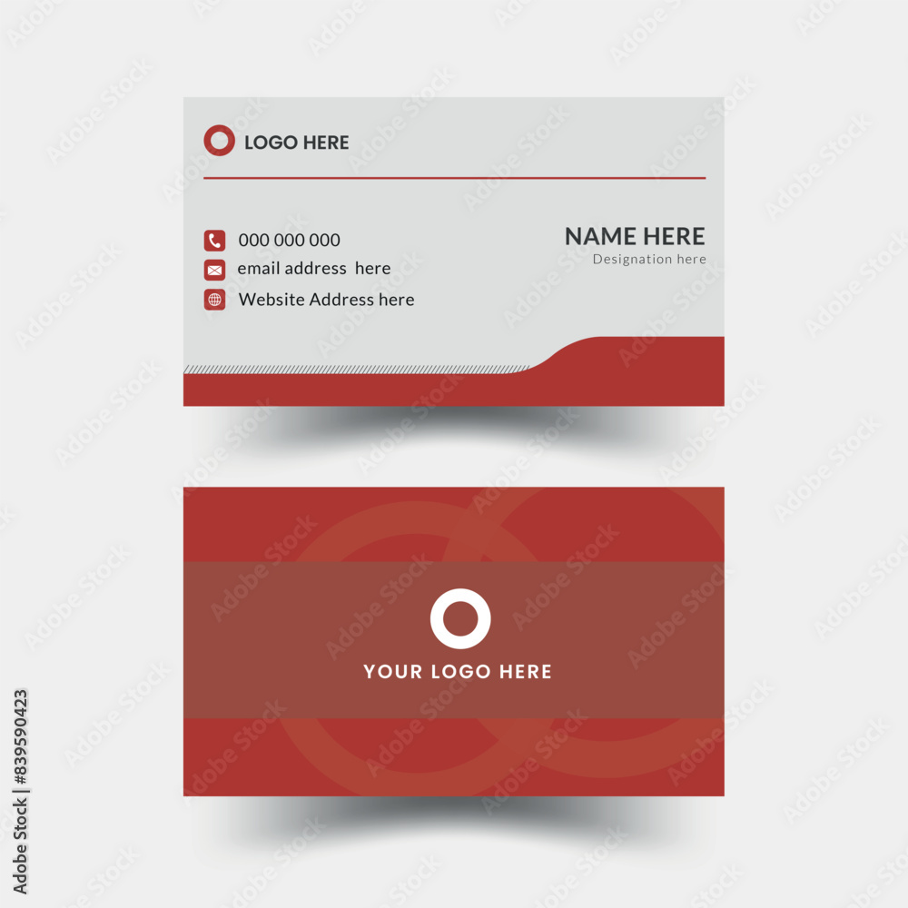 Modern and simple business card design with dark red and black colour. Visiting card vector illustration Modern and simple business card design with dark red and black colour. Visiting card vector illustration