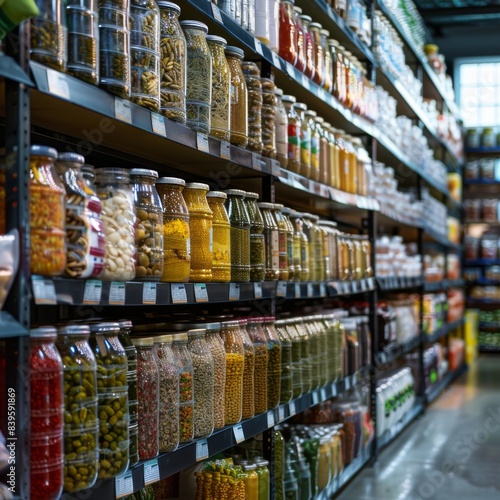 Wallpaper Mural A grocery store aisle with many jars of food on the shelves Torontodigital.ca