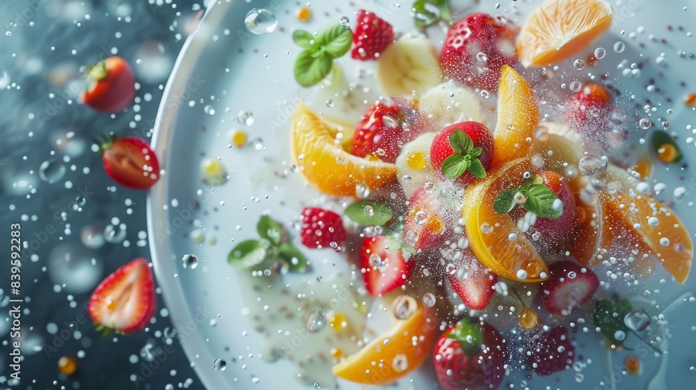 A plate of fruit with a lot of strawberries and oranges A plate of fruit with a lot of strawberries and oranges