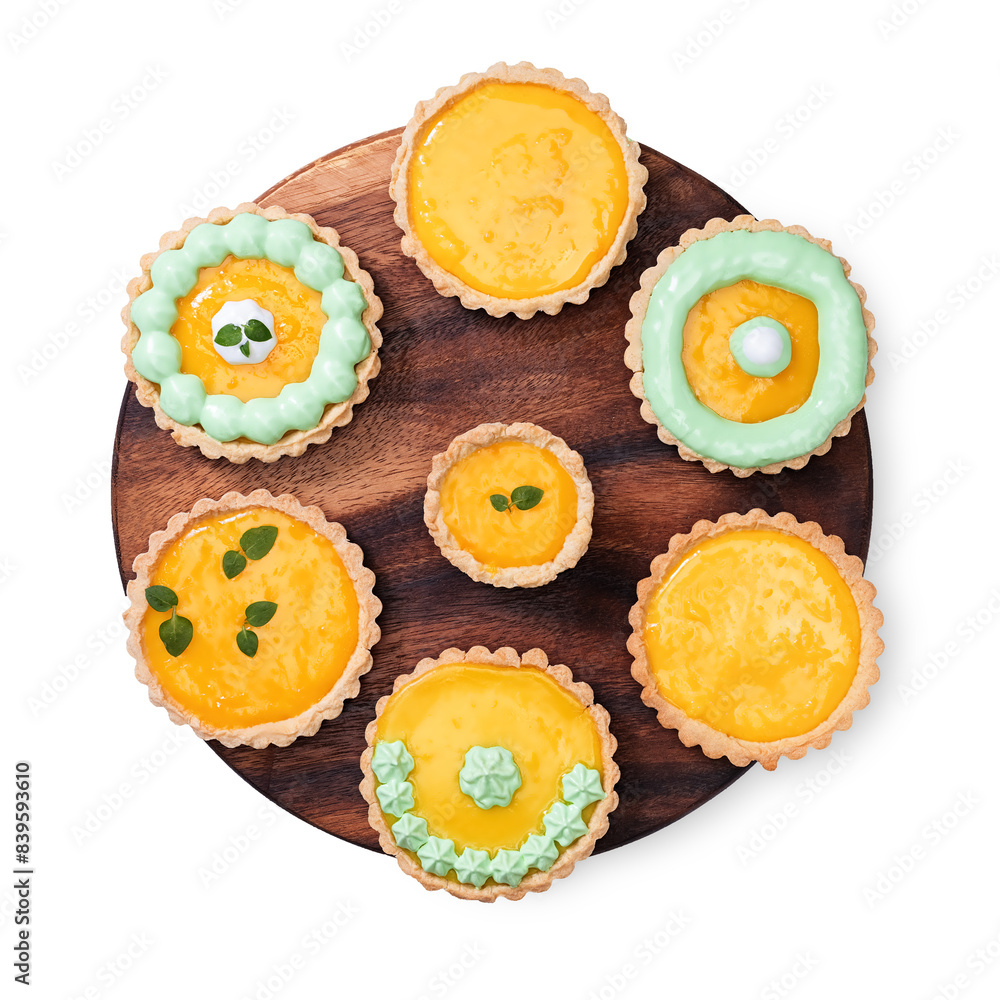 Traditional french lemon tart isolated on white background Traditional french lemon tart isolated on white background