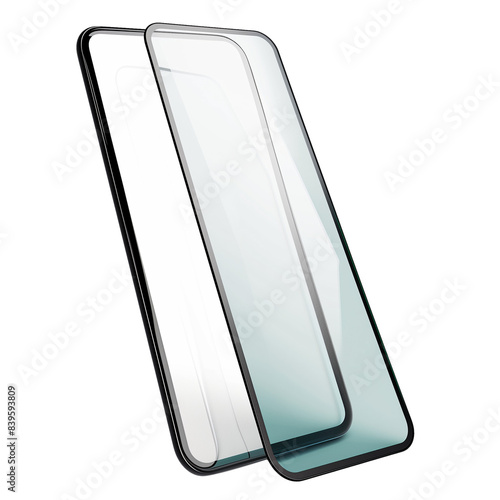 Transparent Smartphone Screen Protector Isolated on Transparent Background photo
